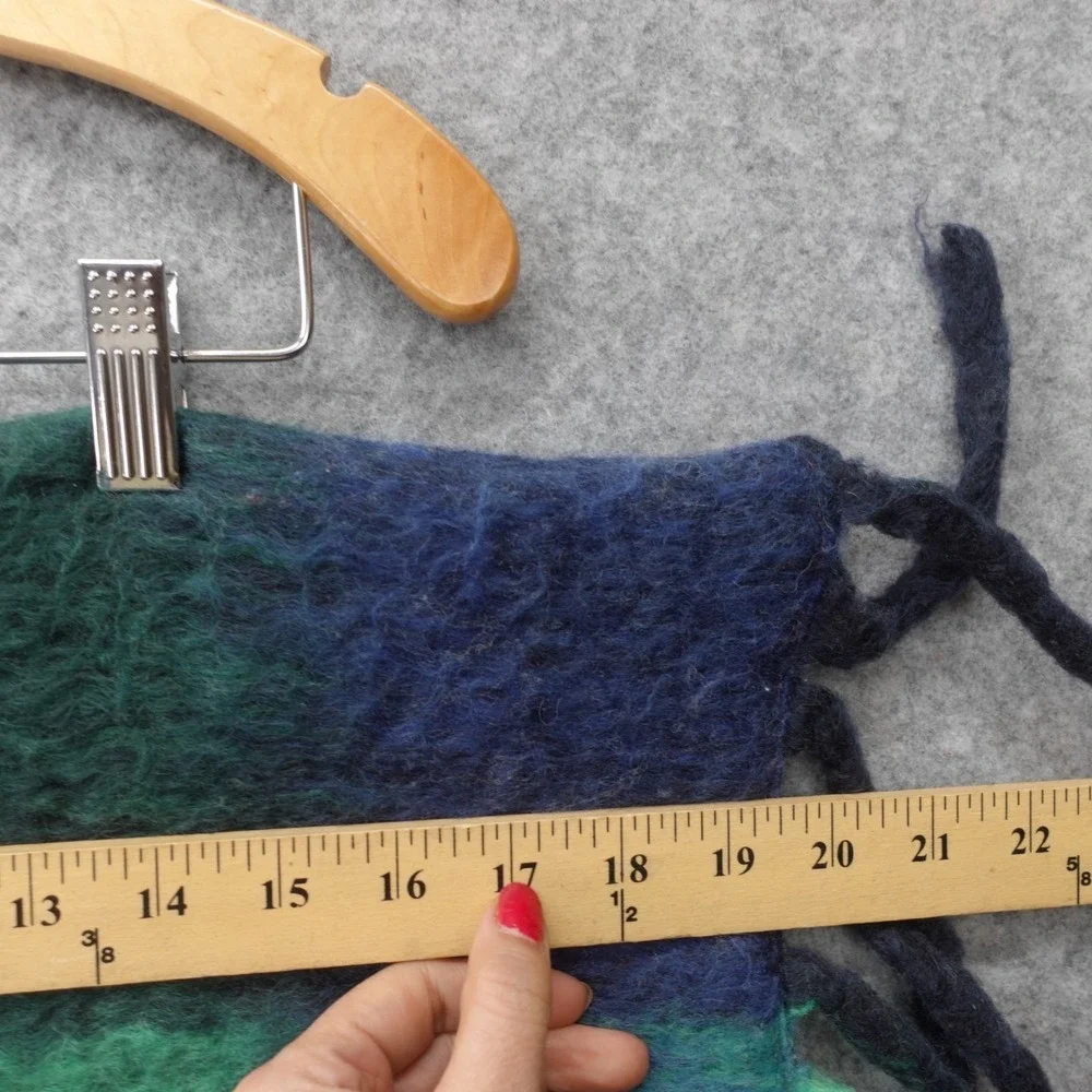 Boho Plaid‎ Throw Wool Pillow Cover Green Block Check Brush Fringe OUI 20 Square